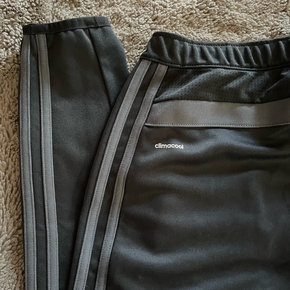 Adidas Women's Black Track Pants with Gray Stripes - Picture 2 of 6